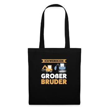 Großer Bruder Bagger Kinder Geschenk - Stoffbeutel - Schwarz - Vorne