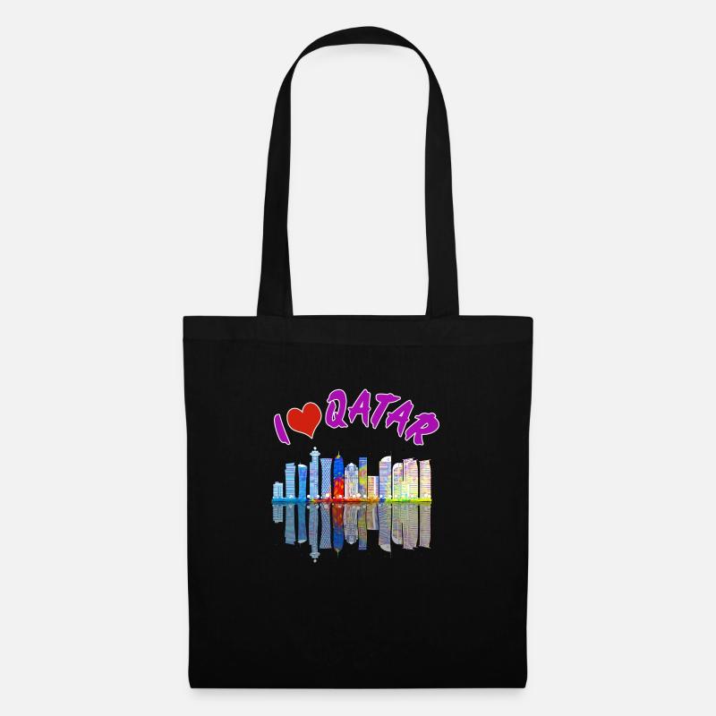 I Love Qatar Skyline Citiscape Reflections - Tote Bag - black