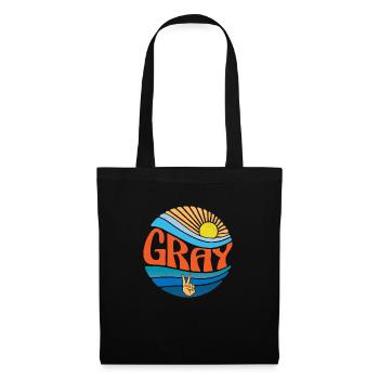 Chemise grise vintage coucher de soleil gris cravate groovy teinture - Sac en tissu - noir - Devant