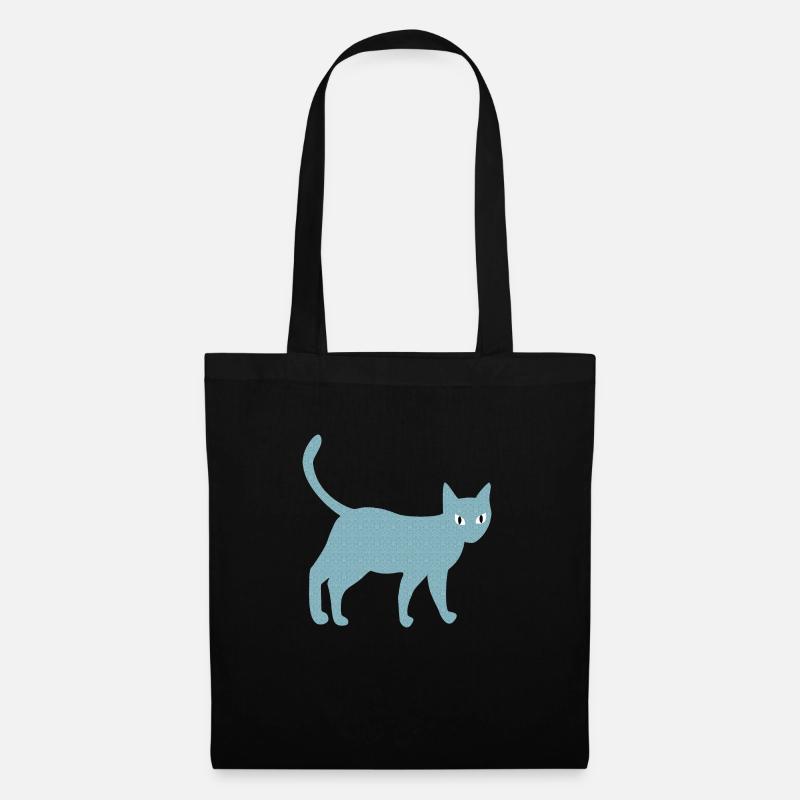 Katze mit Vintagemuster - Stoffbeutel - Schwarz