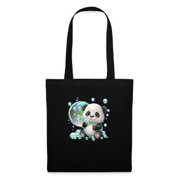 Bébé panda ludique et mignon avec des bulles de savon - Sac en tissu - noir - Devant