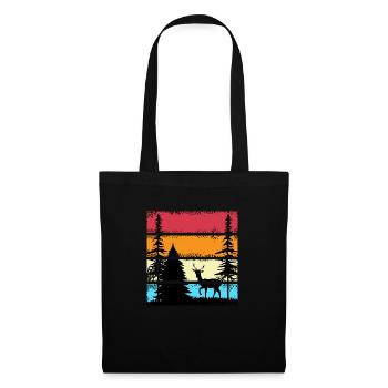 forest shinrin yoku forest meditation retro deer - Tote Bag - black - Front