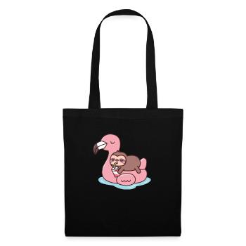 Flamant rose paresseux de plage T Shirt - Sac en tissu - noir - Devant