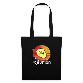 idee cadeau souvenir carte ile de la reunion 974 - Sac en tissu - noir - Devant