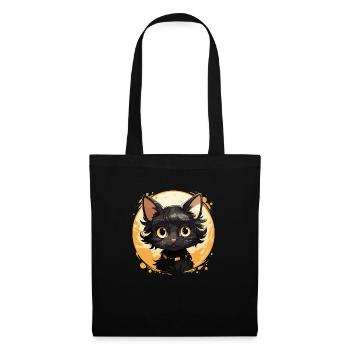 Black Cat Kawaii, Cute Design - Tote Bag - black - Front