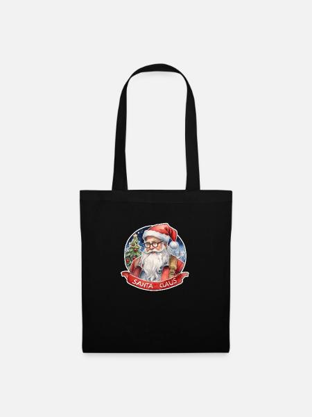 Weihnachtsmann - Traditionell und Aquarell - Stoffbeutel - Schwarz