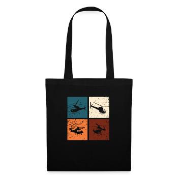 Hélicoptère Retro Hélicoptère Idée Cadeau - Sac en tissu - noir - Devant