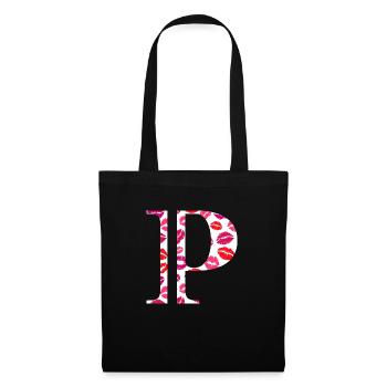 Lettre p bisous - Sac en tissu - noir - Devant