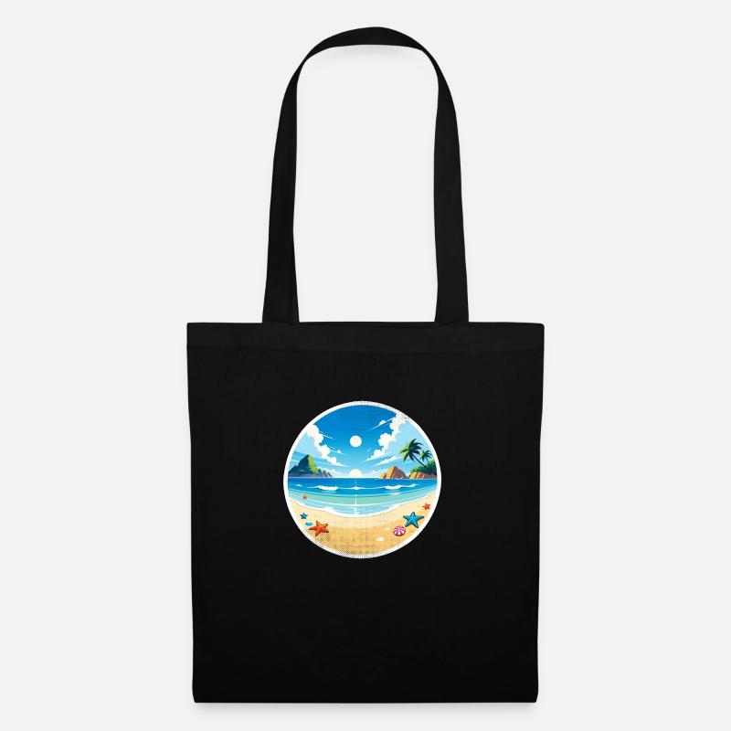 Strandurlaub Sonne Meer - Stoffbeutel - Schwarz
