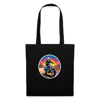 moto et couché de soleil, cadeau motard - Sac en tissu - noir - Devant