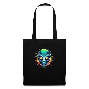 Cooler Außerirdischer Science Fiction Alien Kopf - Stoffbeutel - Schwarz - Vorne