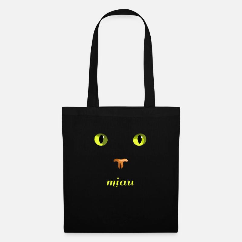 miau Katze - Stoffbeutel - Schwarz