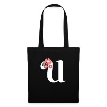 Lettre u fleurs minimalistes - Sac en tissu - noir - Devant