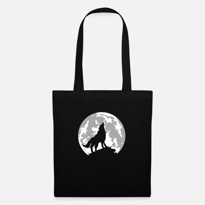 wolf vollmond - Stoffbeutel - Schwarz
