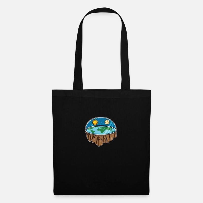 Flat Earth Flache Erde Weltraum Geschenk - Stoffbeutel - Schwarz