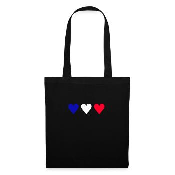 Hearts blue white red - Tote Bag - black - Front