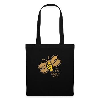bee happy bees // Une impression dorée. - Sac en tissu - noir - Devant