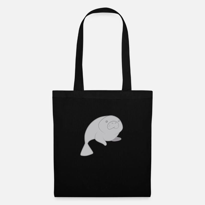 Cute round manatee - Tote Bag - black