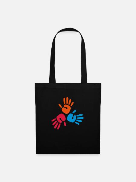 hands print - Stoffbeutel - Schwarz