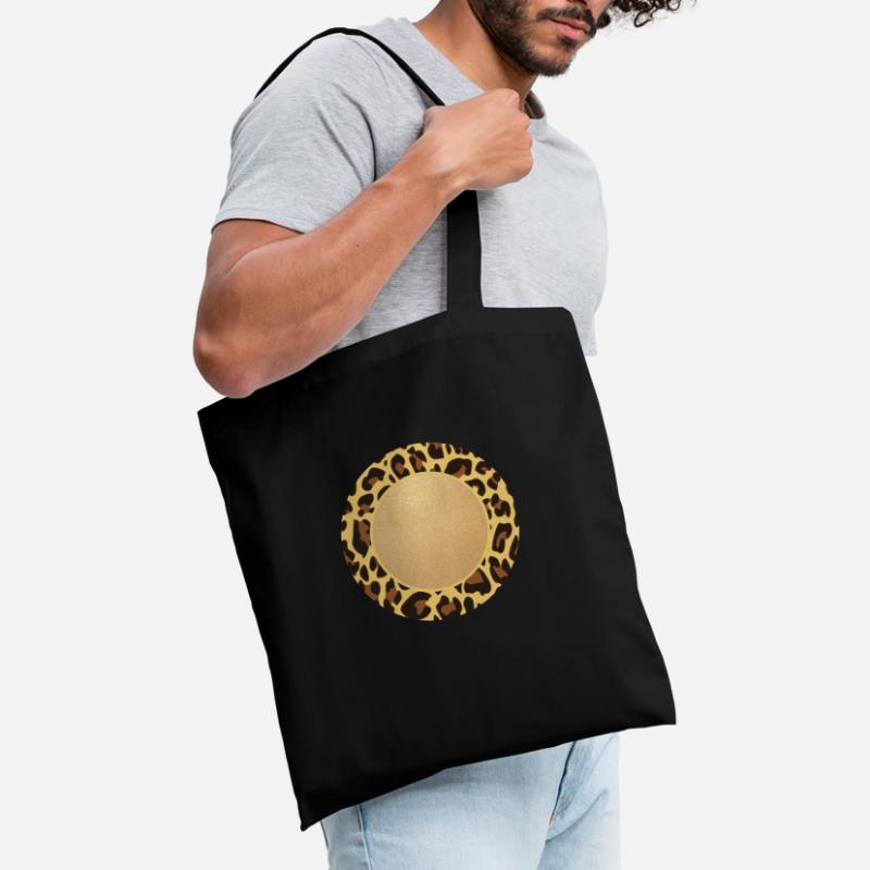 Leopard Pattern Leopard Print Circle Frame Name Tote Bag