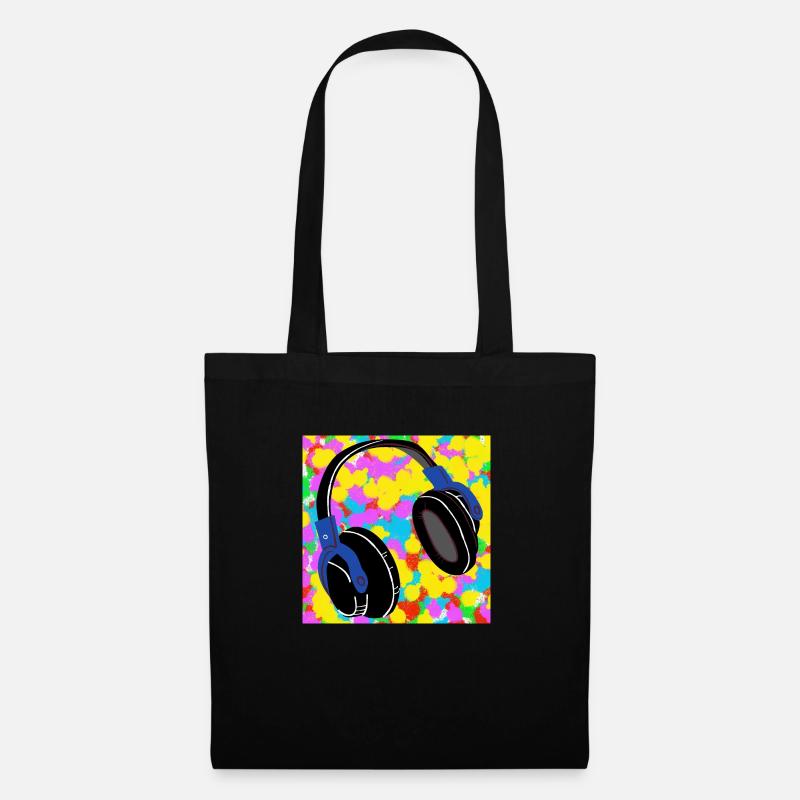 Kopfhörer Pop Color Tie Dye Hintergrund Funky - Stoffbeutel - Schwarz