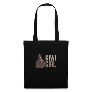 New Zealand Kiwi Girl Partnerlook Lustige Geschenk - Stoffbeutel - Schwarz - Vorne