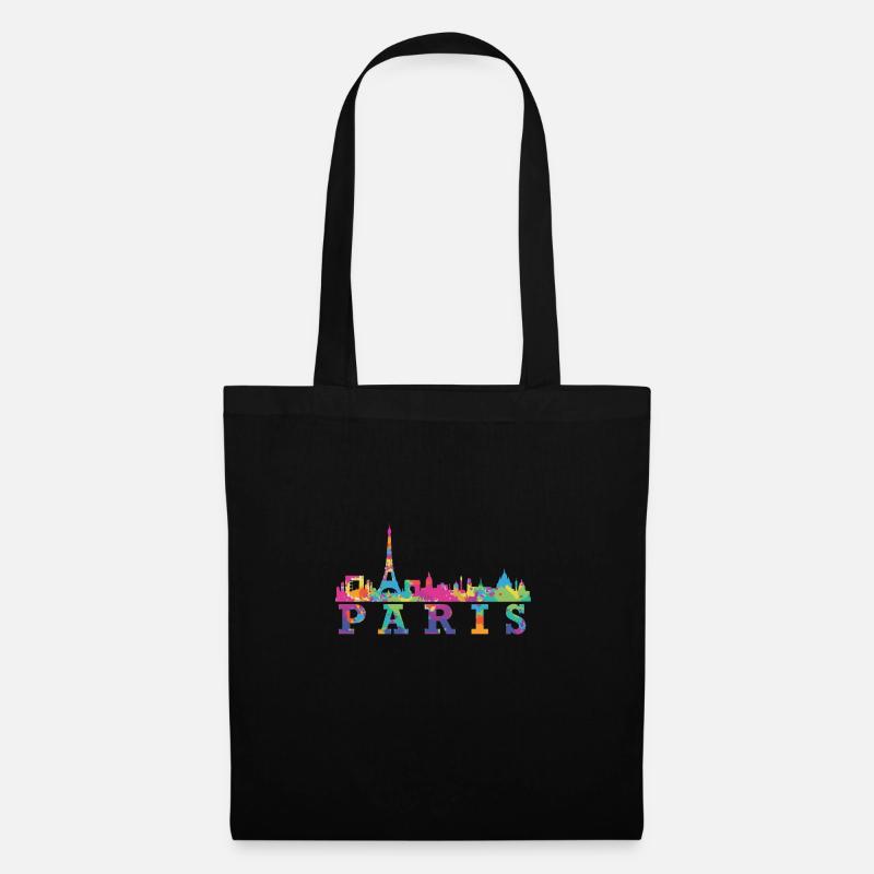 Idée cadeau souvenir Paris Skyline Impression - Sac en tissu - noir