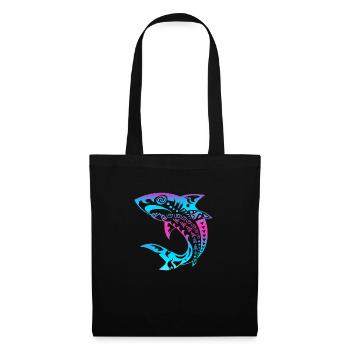 Idée cadeau tatouage tribal polynésien requin maori - Sac en tissu - noir - Devant