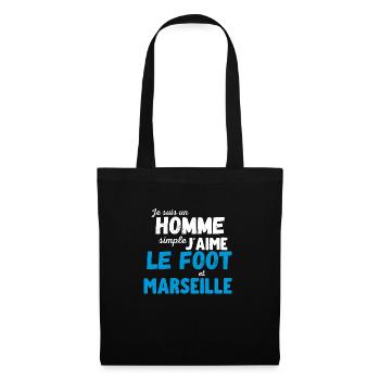 J'aime le foot et Marseille cadeau humour - Sac en tissu - noir - Devant