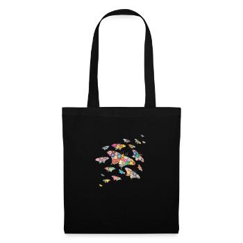 Double Exposure Spring Butterflies Flowers - Tote Bag - black - Front