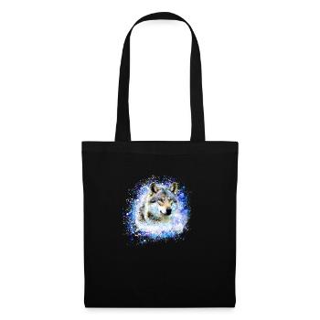 loup,bleu,chien, chien de berger,Chien, peinture,graffiti - Sac en tissu - noir - Devant