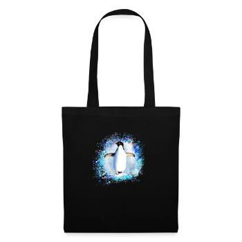 pingouin,bleu,peinture,coloré,aquarelle,graffiti - Sac en tissu - noir - Devant