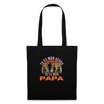 Tu es mon héros tu es mon papa fête des pères - Sac en tissu - noir - Devant