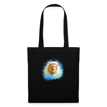lion, gold,lion's head, graffiti, painting, blue - Tote Bag - black - Front