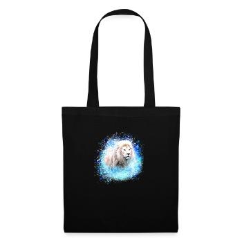 lion,,lion's head, graffiti, blue,white lion - Tote Bag - black - Front