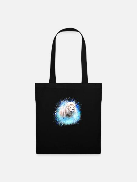lion,,lion's head, graffiti, blue,white lion - Tote Bag - black