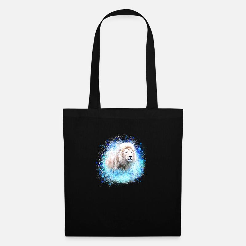 lion,,lion's head, graffiti, blue,white lion - Tote Bag - black