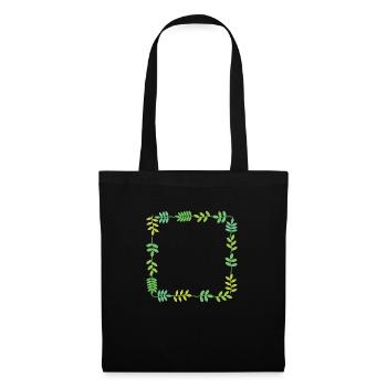 Cadre avec feuilles - Sac en tissu - noir - Devant