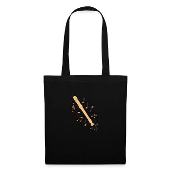 Soprano flûte à bec avec musique note idée cadeau - Sac en tissu - noir - Devant