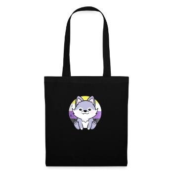 Cute Wolf Dog Nonbinary Flag Flag LGBTQ Moon - Tote Bag - black - Front
