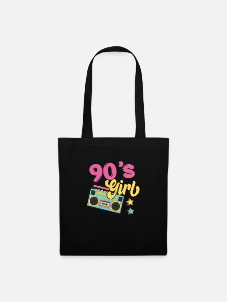90er Girl Party Retro Vintage - Stoffbeutel - Schwarz