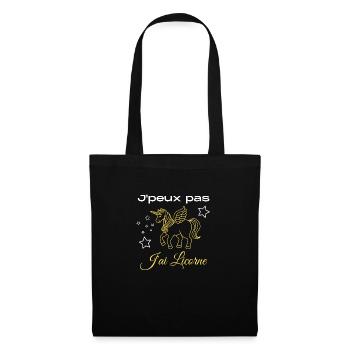 J'peux pas j'ai licorne - Sac en tissu - noir - Devant