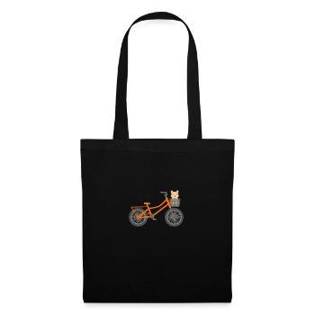 Corgi auf Fahrrad Radeln Corgi-Liebhaber Geschenk - Stoffbeutel - Schwarz - Vorne