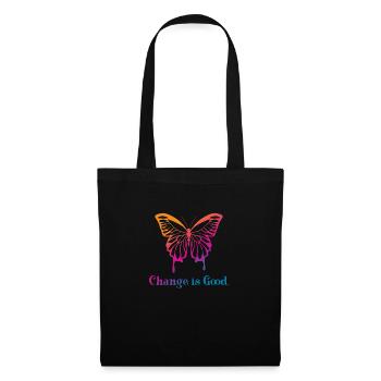 Change is good Schmetterling Natur Geschenk - Stoffbeutel - Schwarz - Vorne