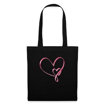 Chemise d’amour coeur Noël Saint-Valentin - Sac en tissu - noir - Devant