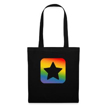 LGBT lgbtqi queer rainbow star button - Tote Bag - black - Front