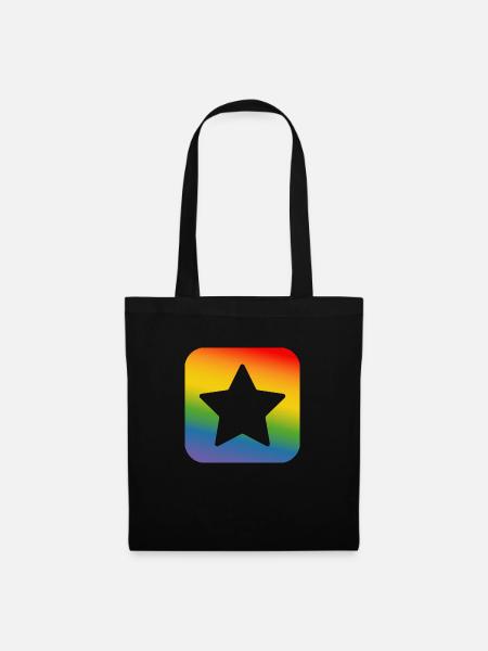 LGBT lgbtqi queer Regenbogen Stern button - Stoffbeutel - Schwarz