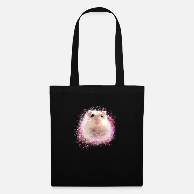 hamster, graffiti, peinture, rose, - Sac en tissu - noir