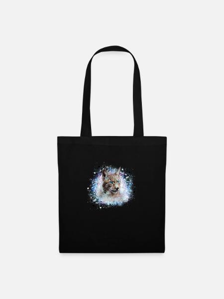 luchs,katze,blau,malerei,aquarell,blau - Stoffbeutel - Schwarz