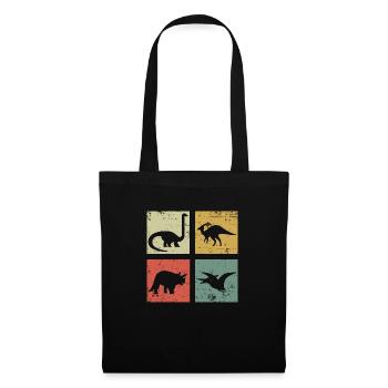 quatre dinosaures - Sac en tissu - noir - Devant